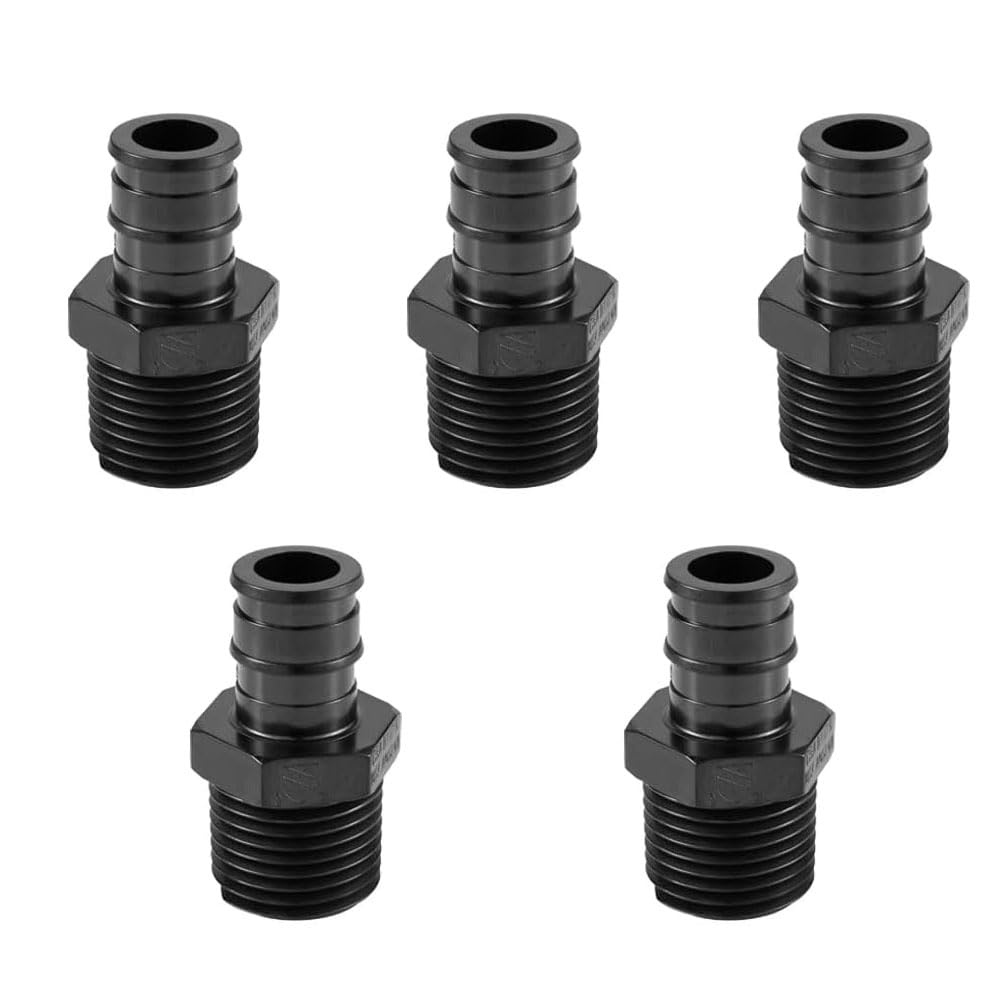 TMKOOL 5 Pack Pex A Expansion 3/4 inch x 1/2 inch Male NPT Adapter Fitting Poly PPSU for PEX-A Pipe/Tubing, ASTM F1960 (5Pcs 3/4"x1/2")