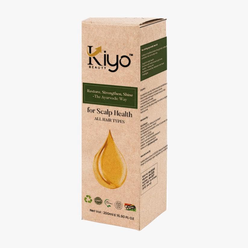 Image of Kiyo BEAUTY Ayurvedic Hair Oil Men And Women, For Reduce Hair Fall And Improved Scalp Health, No Mineral Oil, Paraben Plant Based, All Hair Types (200ML)
