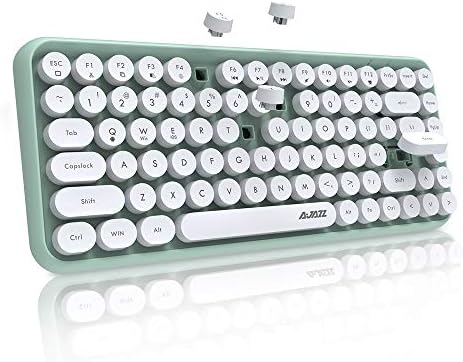 NACODEX 308I Wireless Bluetooth Keyboard Typewriter Style 84 Keys Cute Round Keycaps Mini Keyboard, Compatible with Android Windows iOS for Home and Office Retro Keyboard (Green)