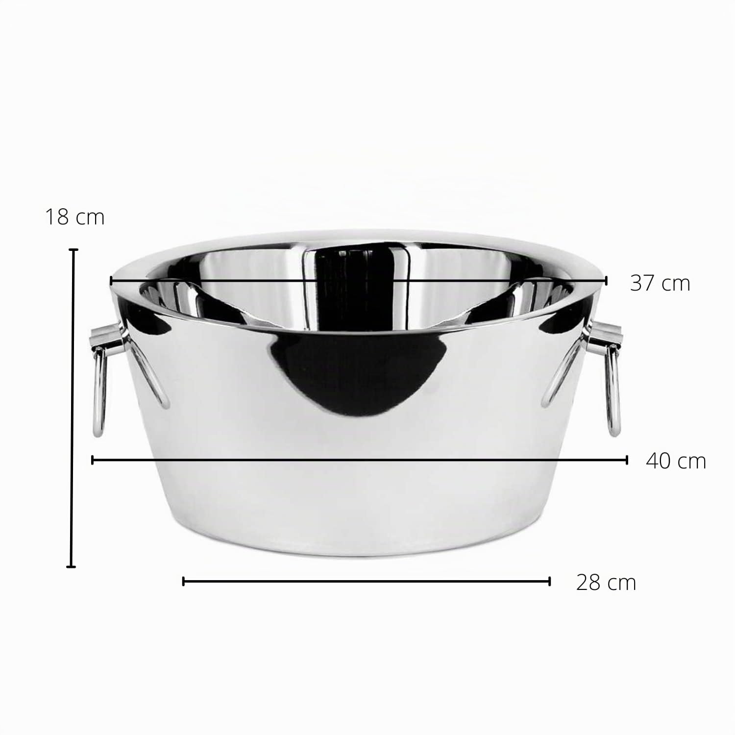 EDZARD Champanera Ontario (Ø 38 cm, H 18 cm), acero inoxidable de doble pared, con asas, para 5 botellas – enfriador de botellas grande, enfriador de vino, cubitera grande