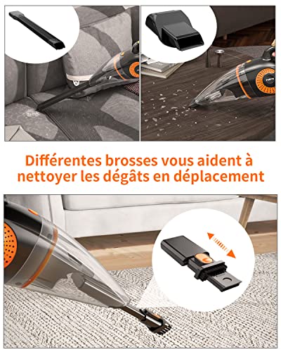 ThiEYE Aspirateur à Main, Aspirateur de Table sans Fil 120W 13Kpa avec Puissant Aspiration, d'mini Aspirateur Léger pour la Cuisine à Domicile, Les Poils d'animaux et Les Voitures - Image 4