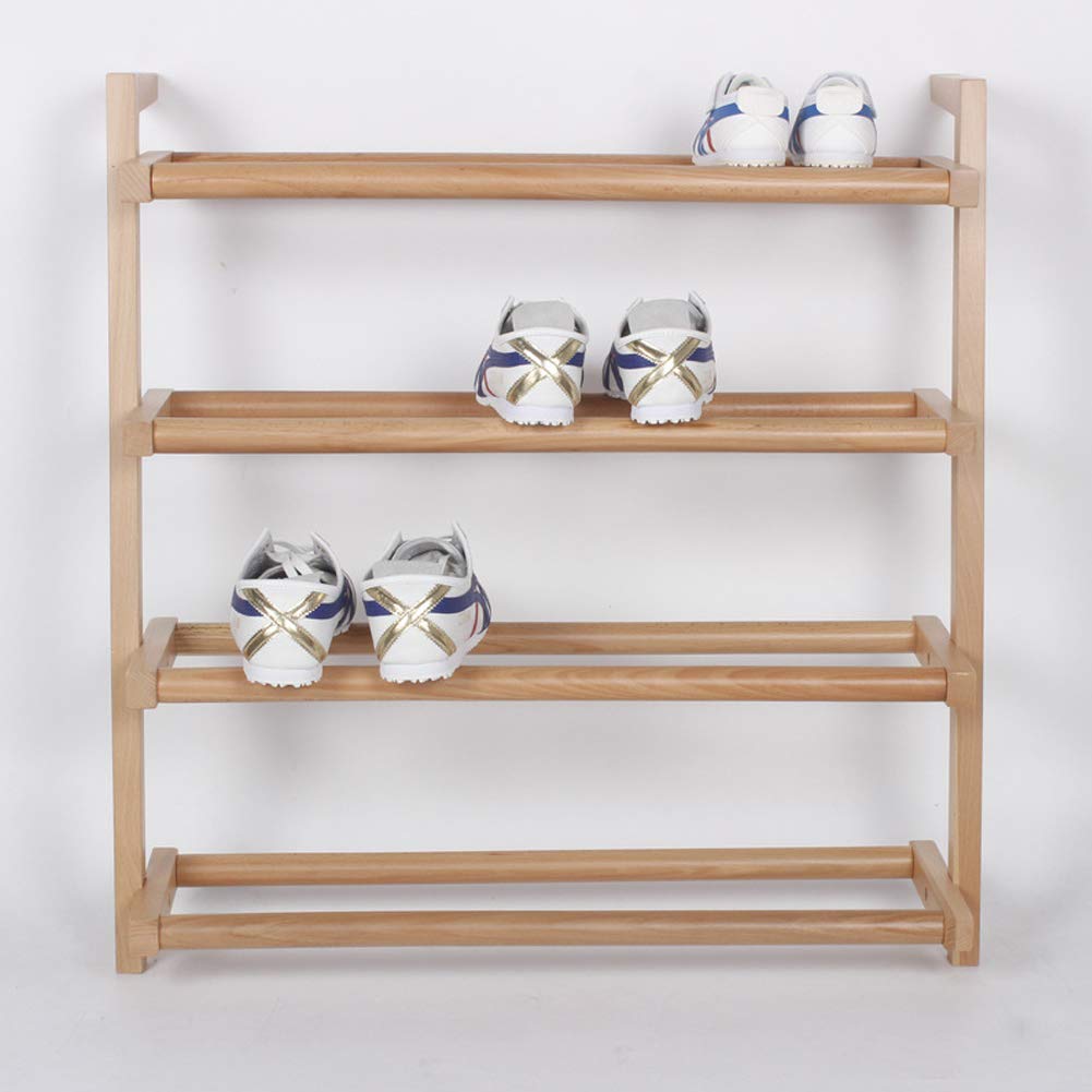Banco Zapatero de Bambú con 4 Baldas para 20 Pares Organizador de Madera de 85x15x70cm Color Tronco