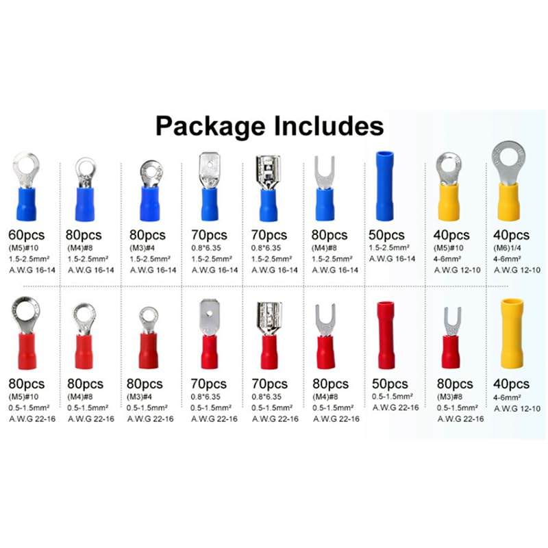 1200 PCS Boxed,Insulated Crimp Terminal Kit,U/O Male Female Splicing Termination,Electrical Connector,Cable Termination Pliers - (Color: 1PCS HS - 30J)