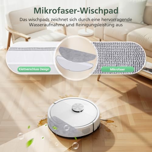 20 Stück Zubehör Ersatzteile für Roborock Q7 M5/Q7 M5+/Q7 L5/Q7 L5+ Saugroboter, 2 Rollenbürste, 4 HEPA-Filter, 6 Wischtücher, 6 Seitenbürsten, 1 Reinigungsbürste