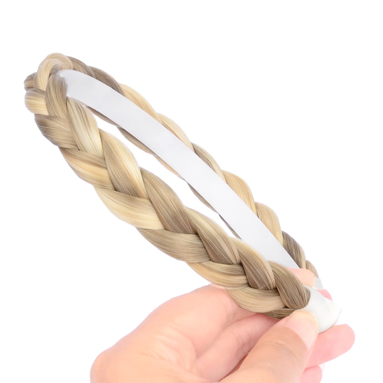 BOBIYA Headband Synthetic Hair Plaited Headband Braid Braided With Teeth Hair Band Accessories for Women Girl (Buttered Toast) - Image 3