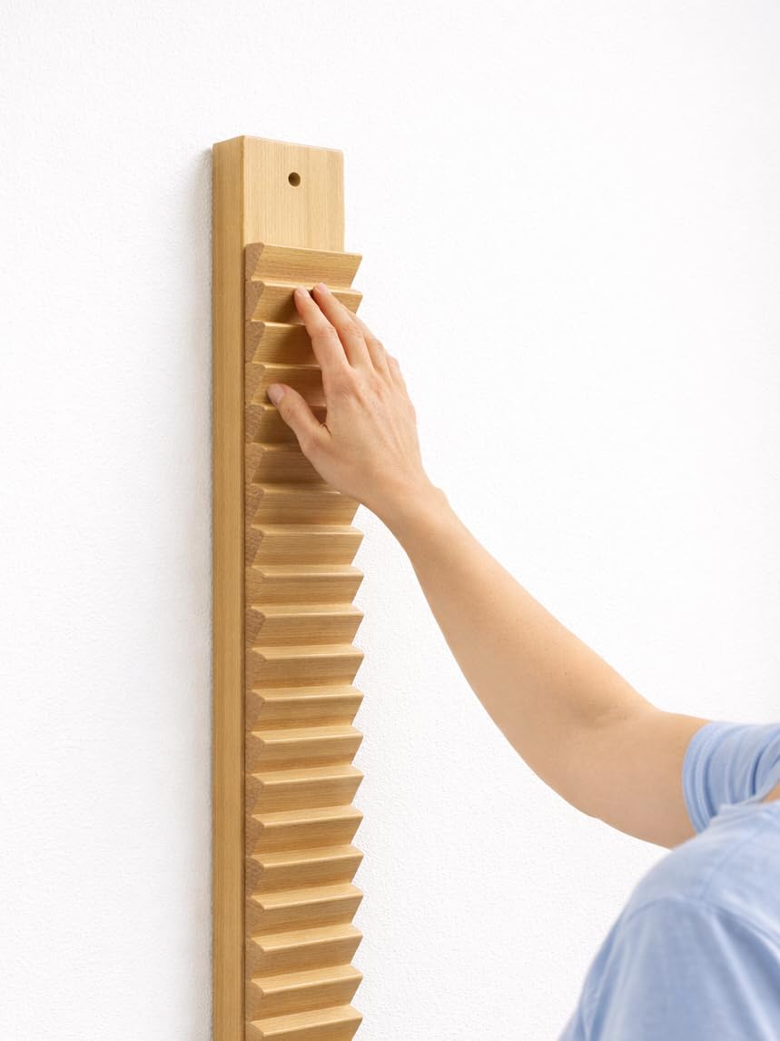 Escalera de Rehabilitación para Dedos y Mano de Madera (Finger Ladder) – Escalera de Fisioterapia para Pared – Ejercicios de Movilidad de Dedos, Muñeca y Hombro – Incluye Tornillos de Instalación