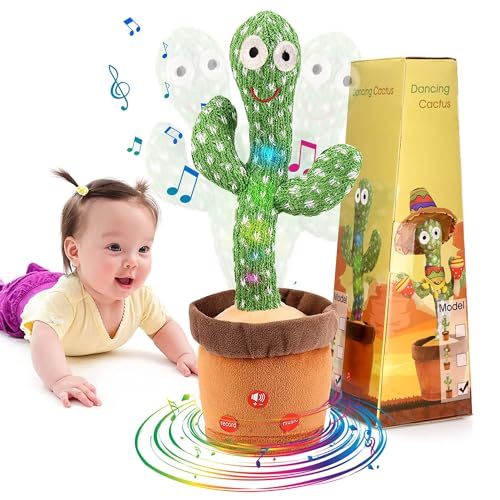 Image of Emoin Dancing Cactus Baby Toys, Talking Cactus Toys Repeats What You Say Baby Boy Toys, Dancing Cactus Mimicking Toy with LED English Sing Talking 15 Second Voice Recorder