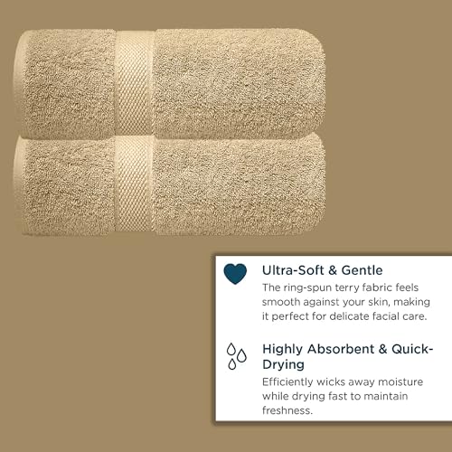 Image of Sulfar 100% Terry Ring Spun Cotton Face Towel - Quick-Dry, Highly Absorbent (480 GSM) (30 x 30 Cm) Bleach Sand (Pack of 2)