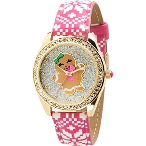 Betsey Johnson Women’s Watch – Vegan Leather Strap Rhinestone Studded Wristwatch, Quartz Movement