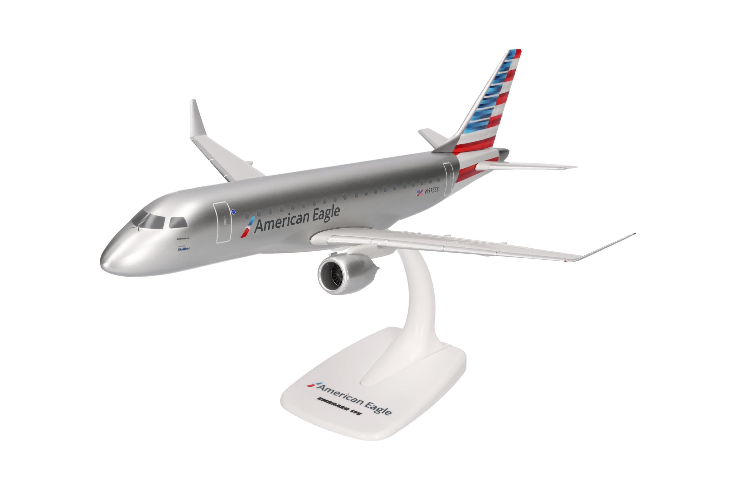 Herpa model samolotu Snapfit American Eagle Embraer E175, miniatura w skali 1:100, model kolekcjonerski z podstawką, tworzywo sztuczne