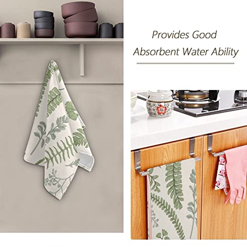 Shustary 2 Pack Green Leaves Hand Towels For Bathroom,Microfiber Soft Absorbent Vintage Spring Wildlife Botanical Natrue Plant Kitchen Dish Towels Decorative Bath Hand Towel For Face,Gym,Spa 14"X28" #TOP6