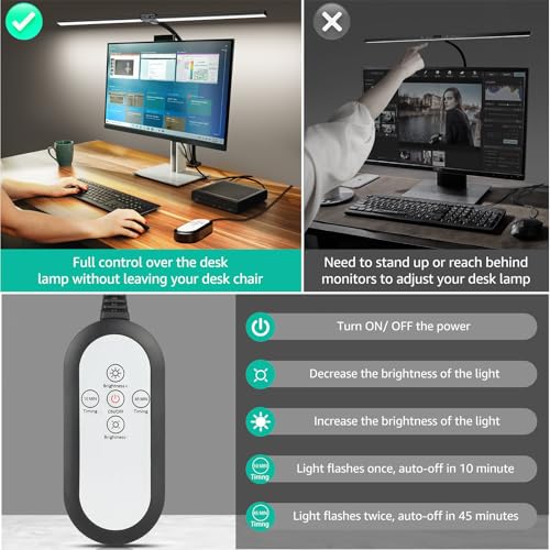 Image of ShineTech LED Desk Lamp for Home Office, 4000K Neutral White Double Head Architect Task Lamps with Clamp, Dimmable Adjustable Flexible,Black
