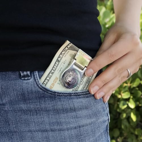 White Tiger and Cub Satin Chrome Plated Metal Money Clip2