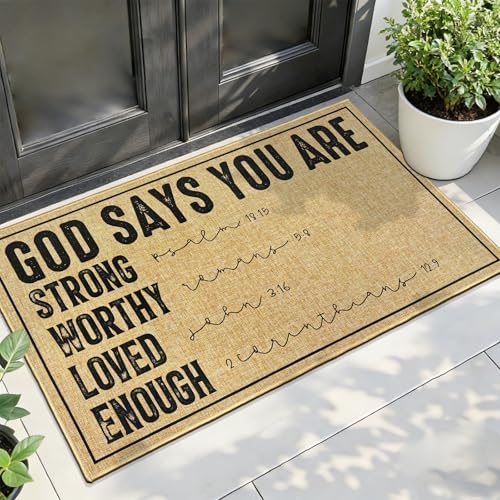 Christian Mat Front Door Welcome Mats for Outside Inside Entrance 17"x30"
