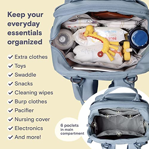 Image of RUVALINO Diaper Bag Backpack-Multifunction Baby Travel Bag with Changing pad, Insulated Bottle Holders & Pacifier Case, Large Capacity, Waterproof, Sky Blue