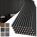 Art3d 4-Pack 108" x 12" Acoustic Wood Panels for Wall, Soundproof Wood Slat Panel for Wall and Ceiling, 3D Fluted Sound Absorbing Paneling for Interior Wall Decor, Living Room, Bedroom - Blackwood