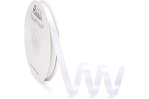 Ribbli White Satin Ribbon Double Faced Satin 3/8 Inch