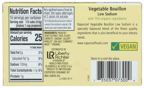 Rapunzel Pure Vegan Vegetable Bouillon, No Salt Added, 8 Cubes, 2.4-Ounce Packages (Pack of 6) - Thumbnail 5