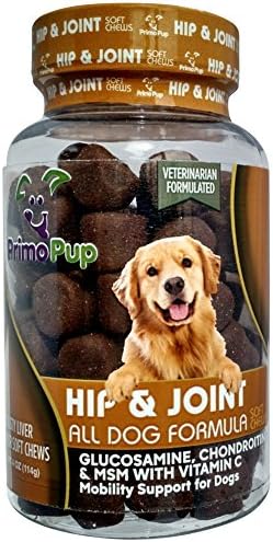 Primo Pup Vet Health Hip & Joint Supplement | With Glucosamine, Chondroitin and MSM | Enhances Joint Health for Dogs | Supports Cartilage & Connective Tissue | Veterinarian Developed | 30 Soft Chews
