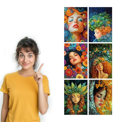 Image of SiddArtify Bohemian Portrait Wall Art Prints Set - Psychedelic Woman Poster Decor for Living Room Bedroom Office - 12x18 inch Board Pack of 6