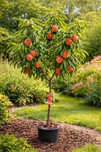Pfirsichbaum Cardina 150200 cm Prunus persica Obstbaum winterhart süße saftige Früchte ertragreich ideal für Garten & Terrasse pflegeleicht selbstfruchtend