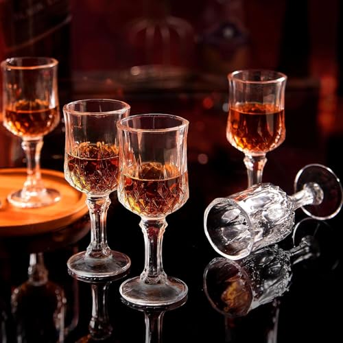 Image of Crystal Wine Glasses 230ml, Set of 4 Long Wine, Burgundy Clear Glasses with Stem for Wedding Anniversary, Birthday, Gift (RKT-09, Set of 4)