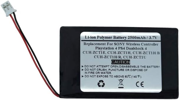 2500mAh 3.7V LIP1522 Replacement Battery For Sony Playstation 4 PS4 Dualshock 4 Wireless Controller, Big Plug Compatible With CUH-ZCT1E CUH-ZCT1H CUH-ZCT1H/B CUH-ZCT1H/R CUH-ZCT1U 2015 Older Models