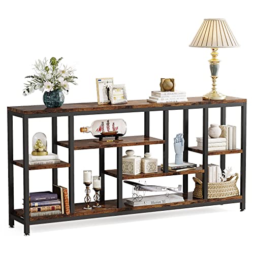 Tribesigns Console Sofa Table, 70.9 inch Extra Long Table Behind Couch with Storage Shelves, 3-Tier Industrial Narrow Entryway Hallway Accent Table for Living Room, Rustic Brown - image 8