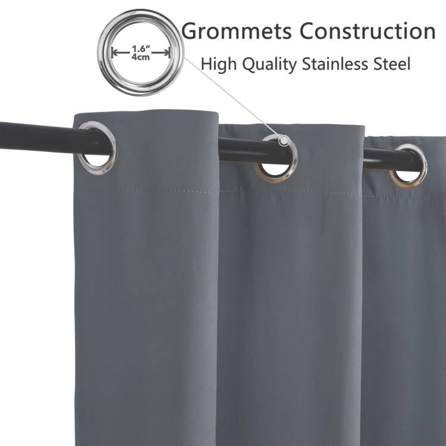 Famibay Rideaux d'extérieur occultants imperméables à isolation thermique gris avec œillets pour tonnelle, pergola, jardin, terrasse