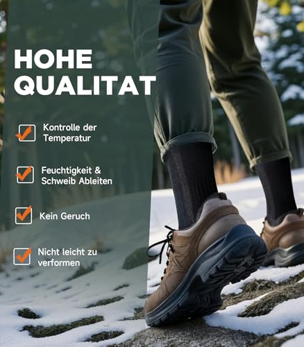 PULIOU Calcetines Lana Merino para Hombre Termicos, para Trekking, Senderismo, Antiampollas, Transpirables, 3 Pares - imagen 4