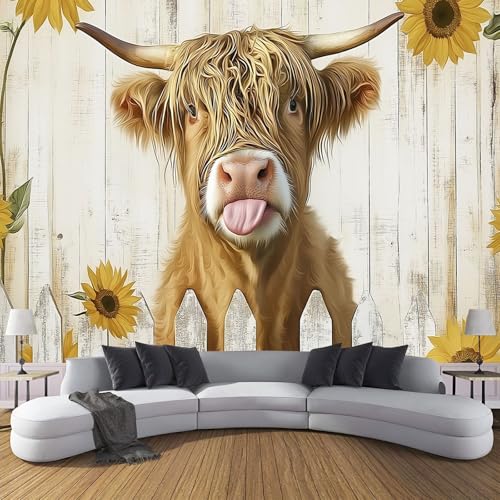 Fototapete 3d Effekt - Süße Hochlandkuh 200x140cm Seide Foto Tapete Verfallener Zaun XXL Wandtapete für Wohnzimmer Schlafzimmer Esszimmer Wanddekoration Fototapete 3d Effekt - Süße Hochlandkuh 200x140cm Seide Foto Tapete Verfallener Zaun XXL Wandtapete für Wohnzimmer Schlafzimmer Esszimmer Wanddekoration