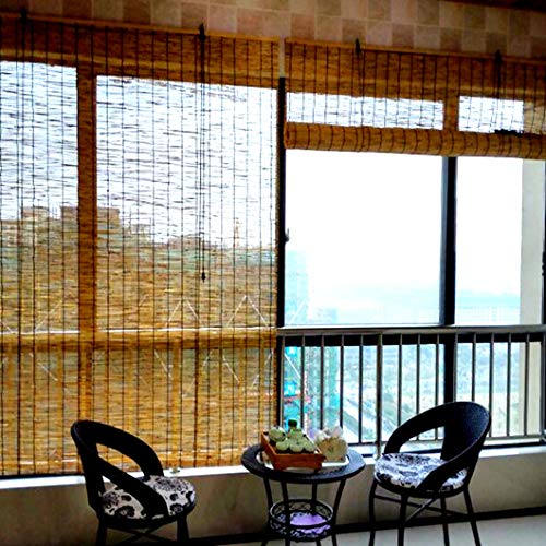 Bamboo Blinds Natural Reed Curtain Roller Blind,Living Room Tea Room Shop Decoration Shading Partition Vintage Straw Curtain, Waterproof And Dustproof,For Outdoor Indoor #TOP3