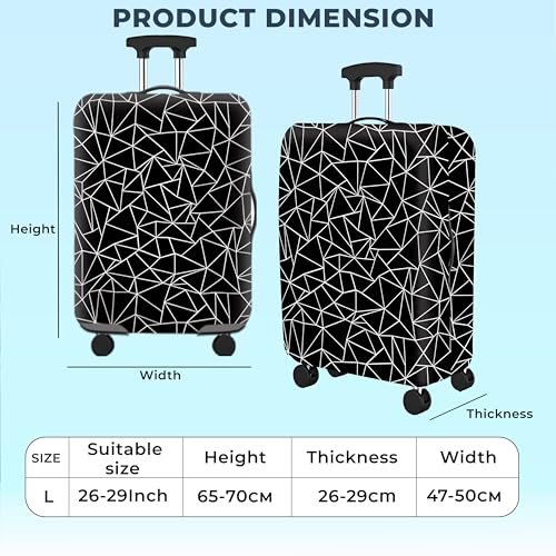 Image of Kraptick Printed Luggage Cover-Suitcase Cover with Double Opening Design, Travel Suitcase Cover for Protection, Protective Elastic Trolley Cover, Cover Bag with Geometric Printed Design (26-28 Inch)