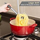 Joyfair 2 silikonowe łyżki do makaronu, odporne na wysokie temperatury, 33 cm, z uchwytem ze stali nierdzewnej, szczypce do makaronu, do makaronu, spaghetti, gotowania, pieczenia, nadają się do mycia