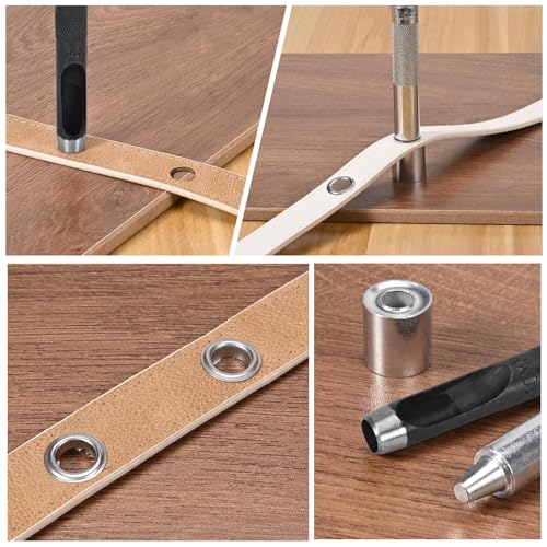 Szaboviktoria 120 Sets Ösen Set, 10mm Ösen Werkzeug,Metallösen,Lochnieten,Ringösen,Ösen für Planen,Inklusive Montagewerkzeug, Lochwerkzeug, Basis,Geeignet für Markisen, Vorhänge, Lederwaren