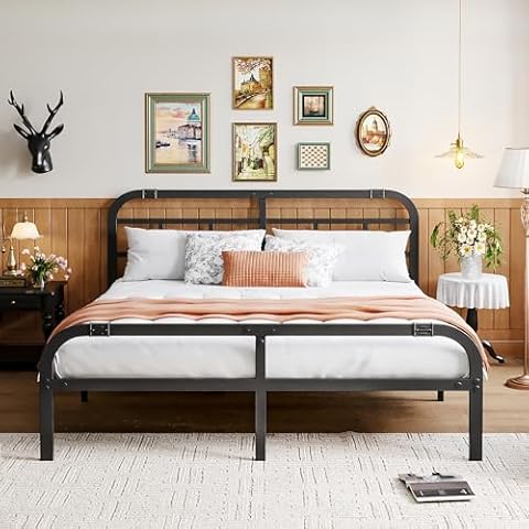 ZIYOO Queen Bed Frame-Classic Metal Platform Bed Frame, 14Inch Bed Frame with Headboard and Footboard, Under Bed Storage, No Box Spring Needed, Quiet Noise Free, Easy Assembly Cover