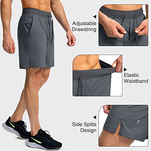 Image of Soothfeel Men's Running Shorts with Zipper Pockets 9 inch / 7 inch / 5 inch Quick Dry Eight Basketball Gym Workout Athletic Shorts