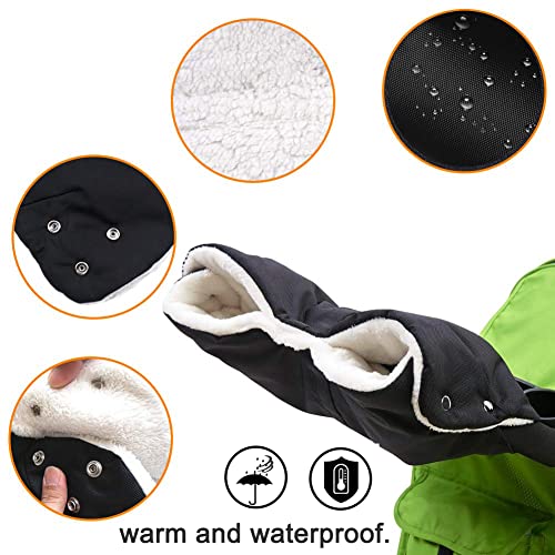 DIAOPROTECT Handwärmer Kinderwagen, Winddichte Kinderwagen Handwärmer mit Fleece-Design, Universal Atmungsaktive Handschuhe Kinderwagen, Wasserdichter Handmuff für Kinderwagen, Buggys, Fahrradanhänger