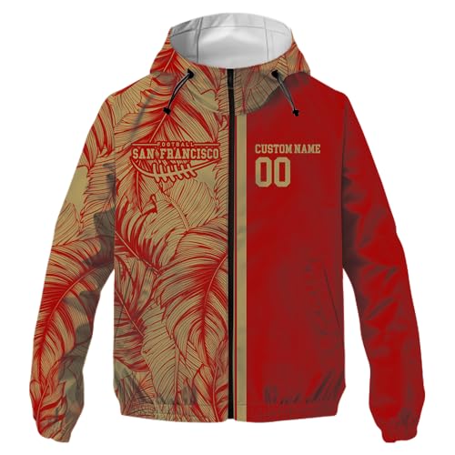 Custom Football Name Number Logo Jacket Men Youth Women Windproof Biking Hiking Windbreaker Jacket S-5XL