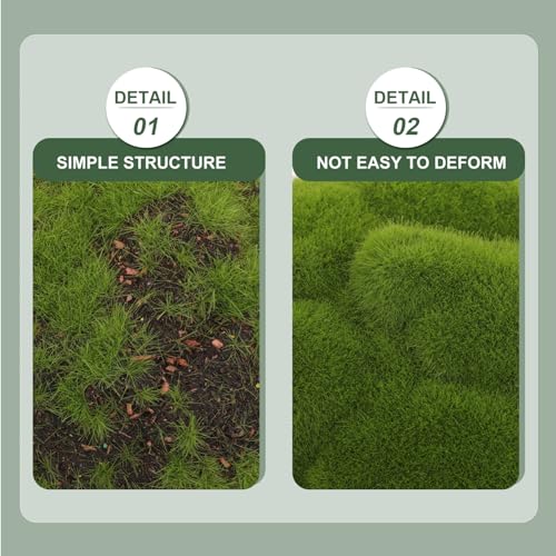 Cabilock 4Pcs Imitation Moss Rocks Simulated Green Moss Balls Decorative Garden Topiary Tree Moss Covered Topiary Ball Wedding Party Decoration