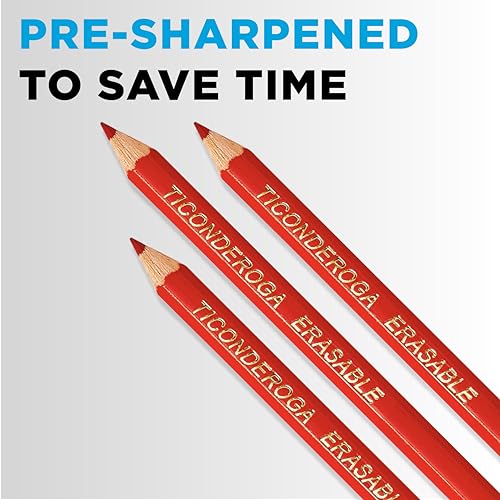 Image of TICONDEROGA Erasable Checking Pencils, Pre-Sharpened with Eraser, Red, Pack of 2 (13901)