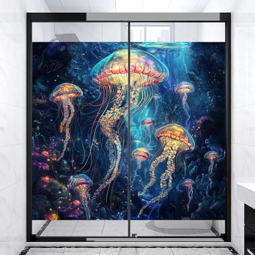 Película de vinilo adhesiva para ventana con diseño medusas acuarela miniatura 3