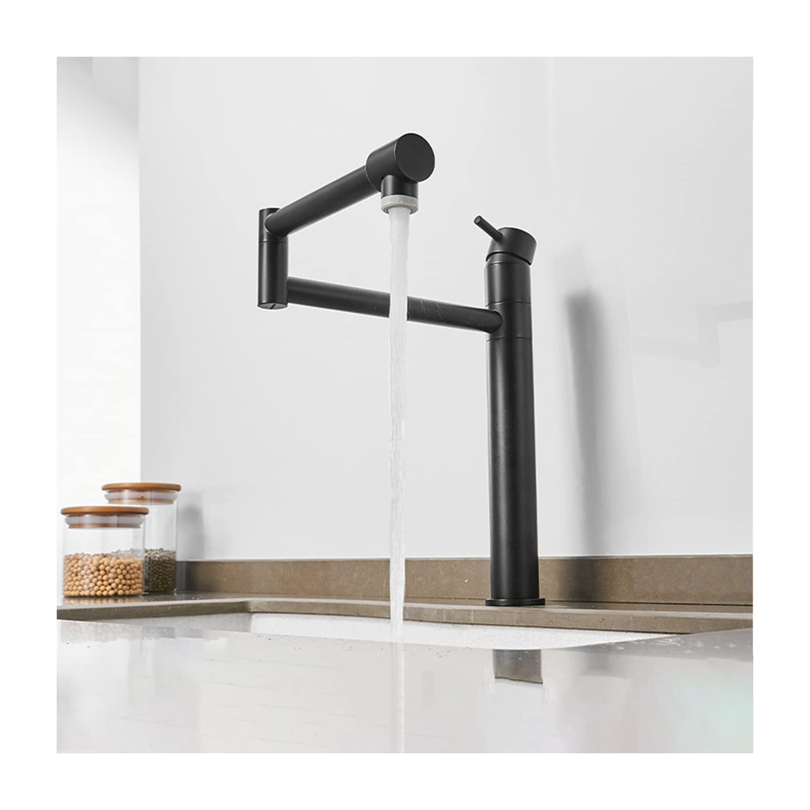 Robinet de cuisine de remplissage de pot en laiton massif avec bras pivotant pliable à double joint