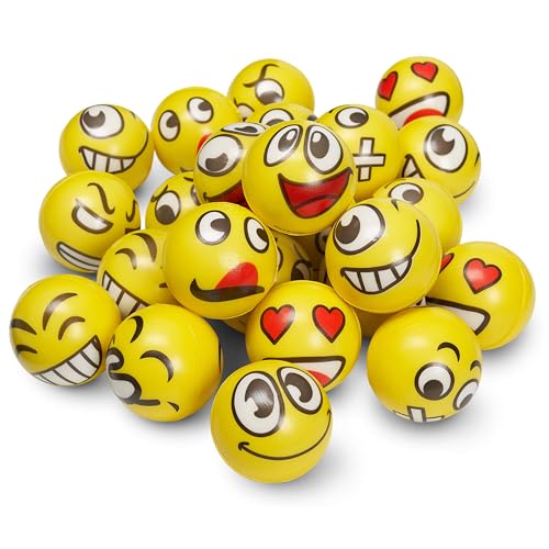 THE TWIDDLERS - 24 Grande Pelotas Antiestrés para Niños y Adultos de Squeeze, 6cm Divertido Emoji, Alivio del Estrés Fidget Squishy Juguetes Sensoriales