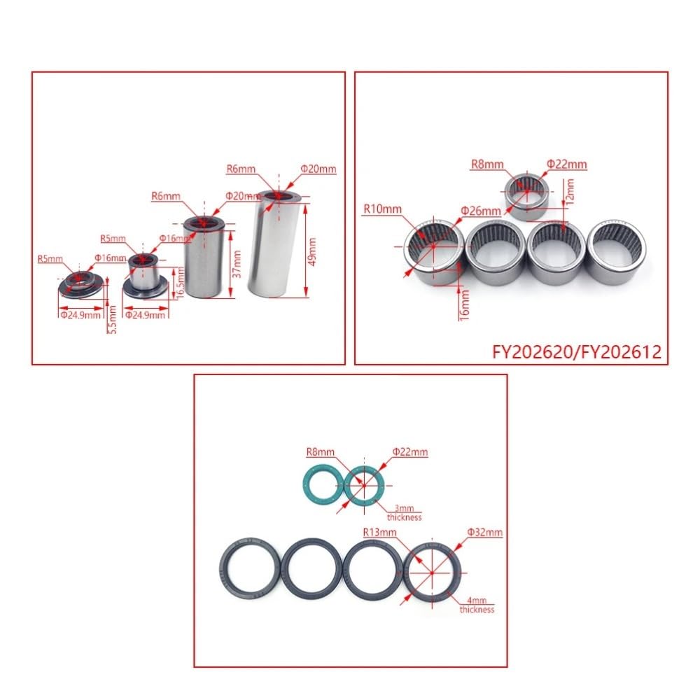 Zestaw łożysk mechanizmu obniżającego do Kaw KX250F KX450F | Zestaw uszczelek łożyska tylnego podnośnika do Kaw KX250F KX450F(Triangle Lever Set)