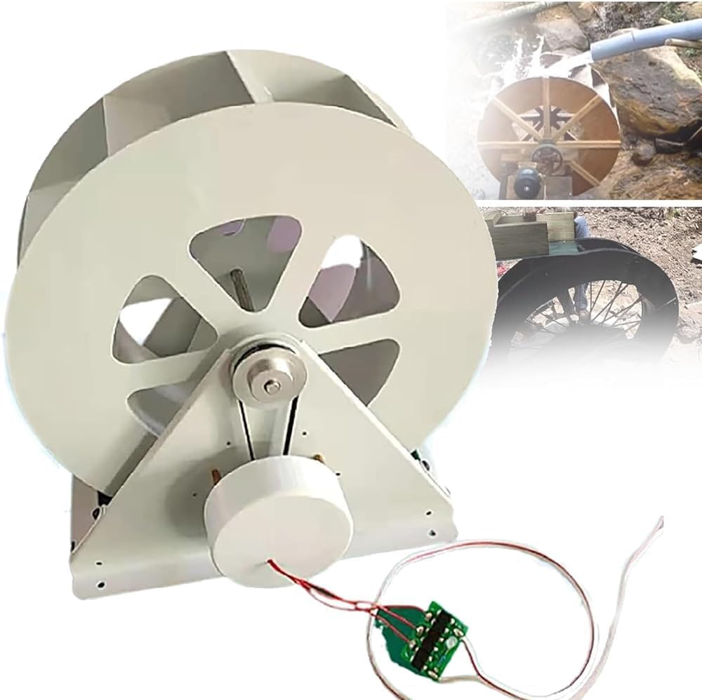 Generador de energía hidroeléctrica con rueda hidráulica, equipo de turbina hidráulica de baja velocidad, dispositivo de generación de energía para exteriores con transmisión por correa silenciosa