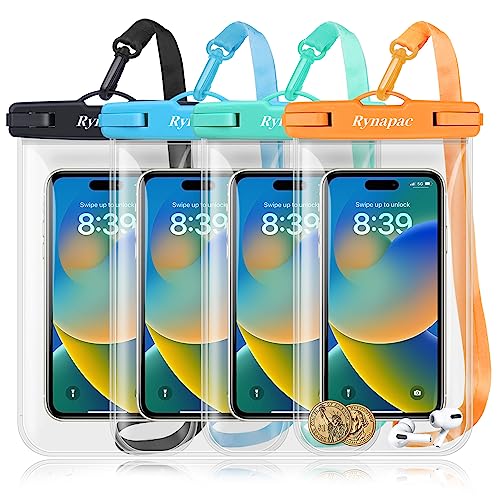 Rynapac Waterproof Phone Pouch - 2 Pack, IPX8 Waterproof Phone Case with Lanyard for iPhone 17 16 15 Pro Max, Cell Phone Dry Bag for Beach Vacation Travel Cruise Essentials, Touch Screen, Up to 8.5'