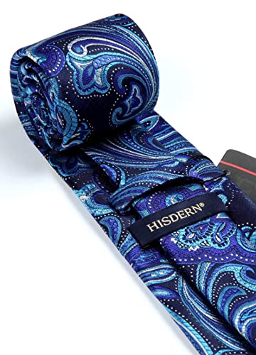 Image of HISDERN Ties for Men Paisley Tie and Pocket Square Woven Classic Floral Mens Ties Handkerchief Set Wedding Party Necktie