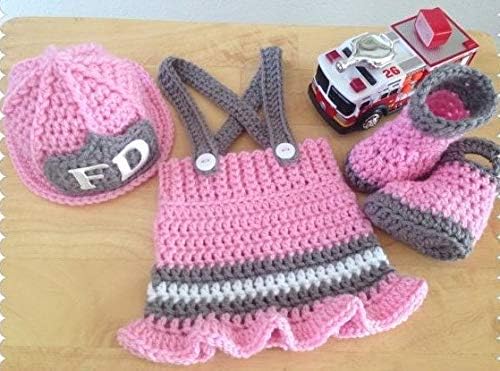 Matissa Newborn Baby Girl/Boy Crochet Knit Costume Photography Prop Hats and Outfits (Little Firewoman) - Image 5