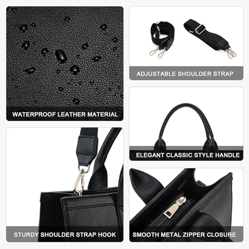 Image of Telena Tote Bag for Women Crossbody Handbags Leather Tote Purse with Compartments Black A